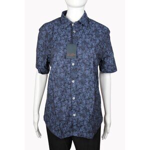 Good Man Brand Men's Indigo floral short sleeve button Shirt Small NWT